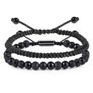 Pulseira CARITATE Black Beaded 6mm Obsidian Onyx Lava para homens
