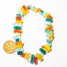 Pulseira Cascalho Pedra Agata Mista Vibrado Fibra Silicone