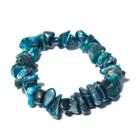 Pulseira Cascalho Pedra Apatita Azul Fio Fibra Silicone