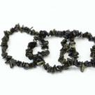Pulseira Cascalho Pedra Obsidiana Negra Fio Silicone