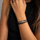 Pulseira Caveira Masculina Feminina Couro Trançado Casual