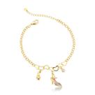 Pulseira Charmosa Banhada em Ouro 18k com Sapato Rosa e Zircônias Pulseira Charmosa Banhada em Ouro 18k com Sapato Rosa e Zircônias
