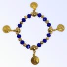 Pulseira Cigana Azul Escuro Cristal e Silicone Com Moedas