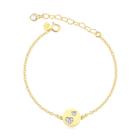 Pulseira Circulo Com Dois Corações Cravejado Com Pedras Pulseira Circulo Com Dois Corações Cravejado Com Pedras