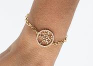 Pulseira Círculo e Árvore com Zircônia Cristal e Fecho de Bóia Banhada em Ouro 18K