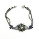 Pulseira Closonet Flor Verde com Azul Prata de Bali 925 Pulseira Closonet Flor Verde com Azul Prata de Bali 925