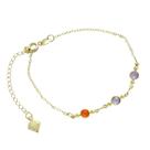 Pulseira Com 3 Pedras Acrílicas Coloridas PRI Style Folheada A Ouro 18K Antialérgica