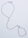 Pulseira com Anel Feminina Prata 925 Banho Ródio Pingente Estrela Lisa Pulseira com Anel Feminina Prata 925 Banho Ródio Pingente Estrela Lisa