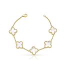 Pulseira com cinco trevos em madrepérola banhado a ouro