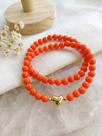 Pulseira com Coração Dourado - Kit com 2 peças Cor:Laranja