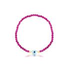 Pulseira com Cristais Búlgaros Rosa e Pingente Olho Grego - Acessório Elegante Pulseira com Cristais Búlgaros Rosa e Pingente Olho Grego - Acessório Elegante