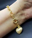 Pulseira Com Elos E Pingente Coração Banho De Ouro 18k 3192B
