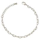 Pulseira Com Elos em Formato de Coração Folheado em Ródio Branco Softjoias