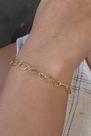 Pulseira Com Elos Ovais Intercalados Com Elos De Corações Banhado Em Ouro 18k Cor:dourado