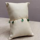 Pulseira com pedras gota 6x8- verde turmalina e verde esmeralda ouro