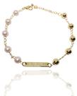 Pulseira com pérolas banhada em ouro 18k escrita sabedoria