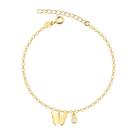 Pulseira Com Pingente Borboleta Ponto De Luz Folheada A Ouro