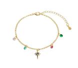 Pulseira com Pingente Coloridos e Micro Zircônias Banhada em Ouro 18K