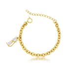 Pulseira com pingente de gato com cristais