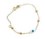 Pulseira com Pingente de ouro 18k Olho Grego 13cm Infantil