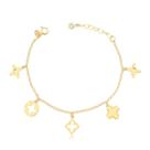 Pulseira Com Pingentes Monograma Folheada A Ouro