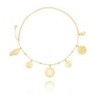 Pulseira com pingentes religiosos banhado ouro 18K