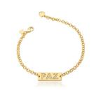 Pulseira com Placa de Paz Banhada a Ouro - 18 cm