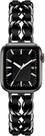 Pulseira Compatível com Apple Watch Couro Aço Trançada Preta 44mm Pulseira Compatível com Apple Watch Couro Aço Trançada Preta 44mm