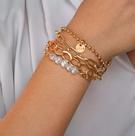 Pulseira Conjunto 4 Peças Corrente Pérola Detalhes