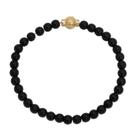 Pulseira Contas de Onix com Fecho Bolinha de Tennis Revestido em Ouro