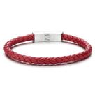 Pulseira COOLSTEELANDBEYOND de couro trançado vermelho fino