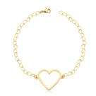Pulseira Coração Com Malha De Corações Folheada A Ouro