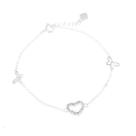Pulseira Coração e Borboletas Prata 925