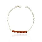 Pulseira Coração Pedra Sol 18cm Prata Legítima 925