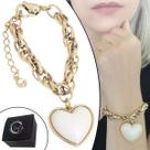 Pulseira Coração Pingente Amor Corrente Feminino Dourado