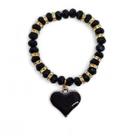 Pulseira Coração Preto Cristal com Detalhes Dourados Pulseira Coração Preto Cristal com Detalhes Dourados