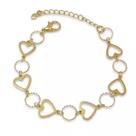 Pulseira Coração Vazado e Argolinhas Banhada a Ouro 18K