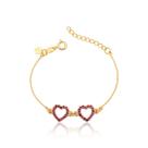Pulseira Corações com Cristais Revestida em Ouro Pulseira Corações com Cristais Revestida em Ouro
