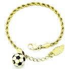 Pulseira Cordão Baiano Com Bola De Futebol Banho De Ouro 18k 440