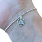 Pulseira Cordão Baiano com Pingente Nossa Senhora Aparecida Prata 925 Legítima Maciça Original