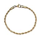Pulseira Cordão Baiano Torcido 4mm Banhado a Ouro Aço Inox