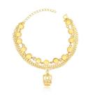 Pulseira Coroa Com Correntes Diversas Folheada A Ouro 18k