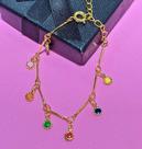 Pulseira Corrente Infantil Bebe para Meninas com Pingente Florzinha Resinada Colorida Folheado Ouro 18k Presente