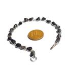 Pulseira Corrente Ônix Preto Pedra Natural Prateado
