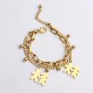 Pulseira Corrente Pingente Par Casal Bolinhas Douradas