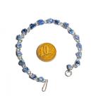 Pulseira Corrente Quartzo Azul Pedra Natural Prateado