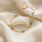 Pulseira correntinha 4 borboletas azuis 18cm banhada a Ouro 18k