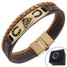Pulseira Country Bracelete Ferradura Cavalo Couro Fecho Imã Pulseira Country Bracelete Ferradura Cavalo Couro Fecho Imã