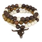 Pulseira Country de Miçangas Marrom com Pingente de Boi 39705