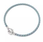Pulseira Couro Legítimo Turquesa 19cm com fecho Banho Prata